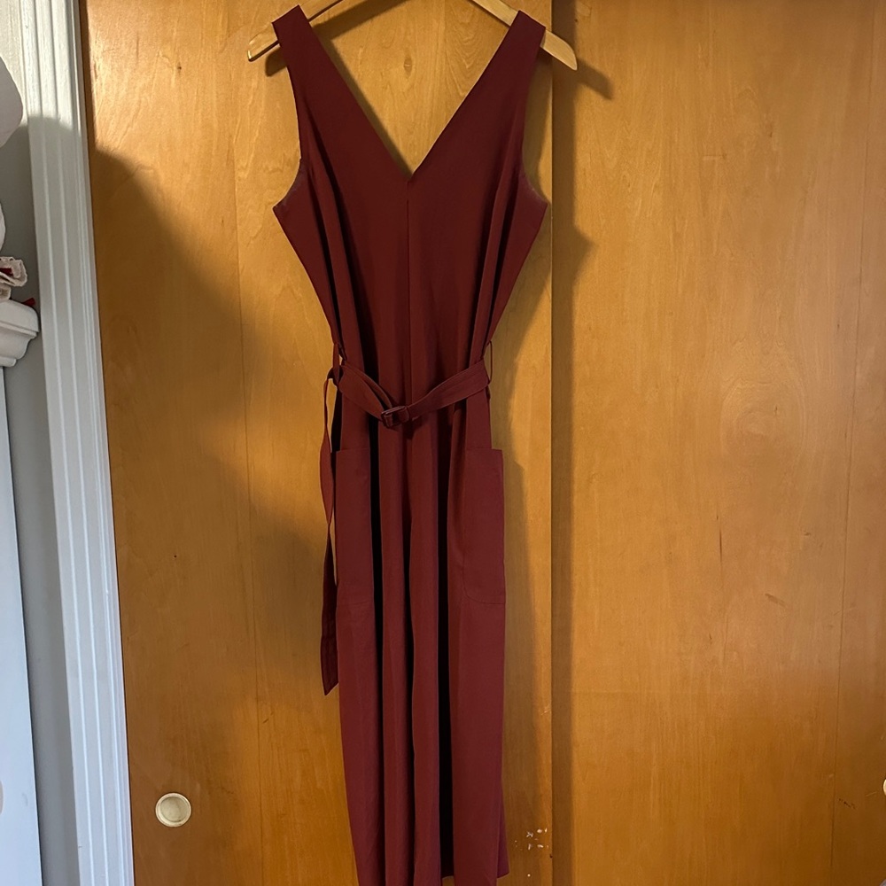 Athleta Burgundy Belted Jumpsuit